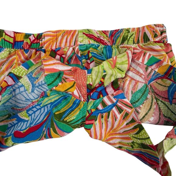 C&C California Tropical 100% Linen Shorts Women Medium Print Hawaiian Beach - Picture 4 of 10